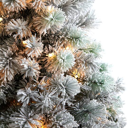 5ft. Pre-Lit Flocked Oregon Pine Artificial Christmas Tree, Clear Lights